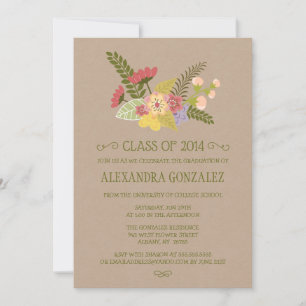 Invitation Classe de 2014 kraft floral bunch fête de graduati