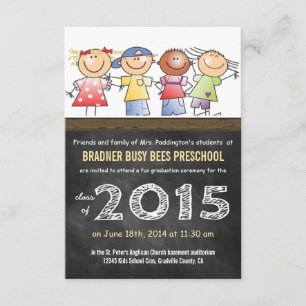 Invitation Classe de 2015 Petits caricatures enfants préscola