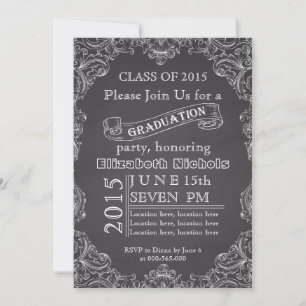 Invitation Classe de 2015 tableau noir blanc graduation
