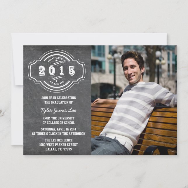 Invitation Classe de 2015 tableau noir fête de graduation pho (Devant)
