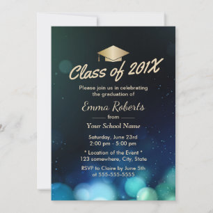 Invitation Classe de 2017 Gold Grad Casquette Moderne Graduat
