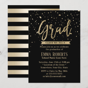 Invitation Classe de 2018 Confetti d'or moderne Graduation
