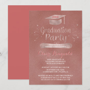 Invitation Classe de 2018 Grad Casquette Rose Gold Graduation