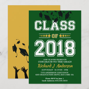 Invitation Classe de 2018 Green and Yellow Grad Party