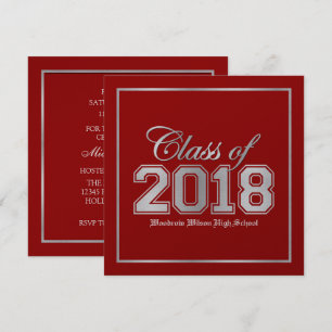 Invitation Classe de 2018 Premium Red / Silver Graduation