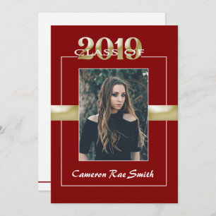 Invitation Classe de 2019 Maroon & Gold Graduation Party
