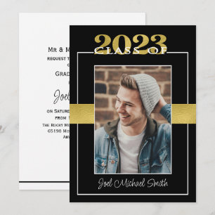 Invitation Classe de 2023 Black & Gold Graduation Party