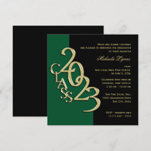 Invitation Classe de 2023 Grad Green et Gold