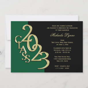 Invitation Classe de 2023 Graduation Green and Gold Invitatio
