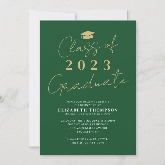Invitation Classe de 2023 Green Gold Graduate Party (Devant)