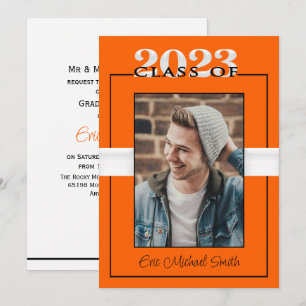 Invitation Classe de 2023 Orange & Black Graduation Party