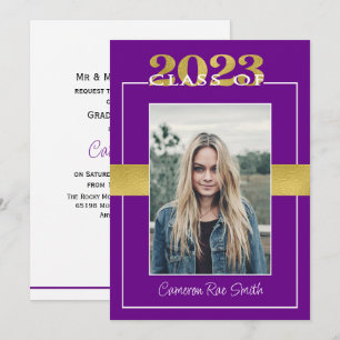 Invitation Classe de 2023 Purple & Gold Graduation Party