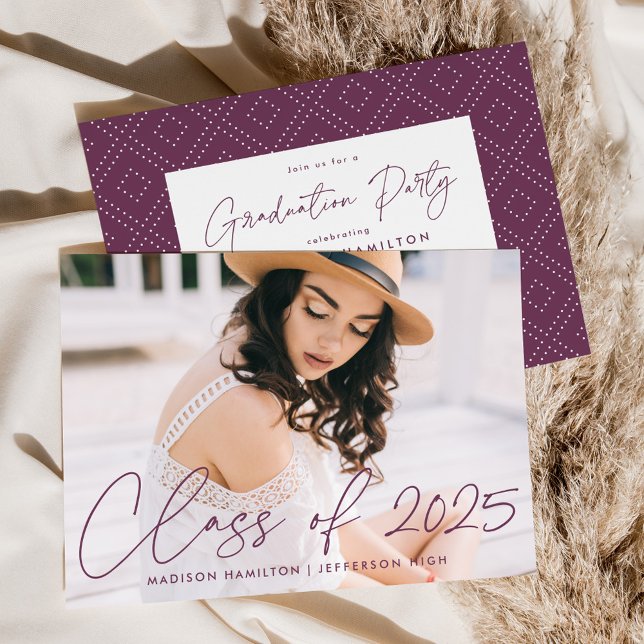 Invitation Classe de 2023 Purple Script Graduation Party (Créateur téléchargé)