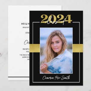 Invitation Classe de 2024 Black & Gold Graduation Party