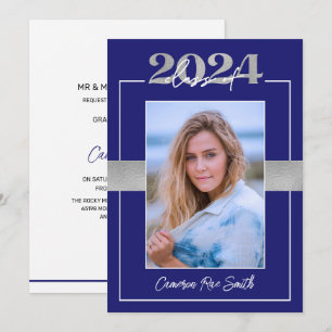 Invitation Classe de 2024 Blue & Silver Graduation Party
