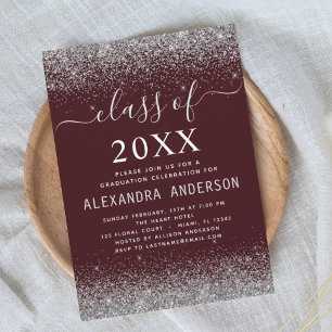 Invitation Classe de 2024 Graduation Party Argent Bourgogne