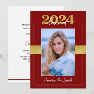 Invitation Classe de 2024 Maroon & Gold Graduation Party