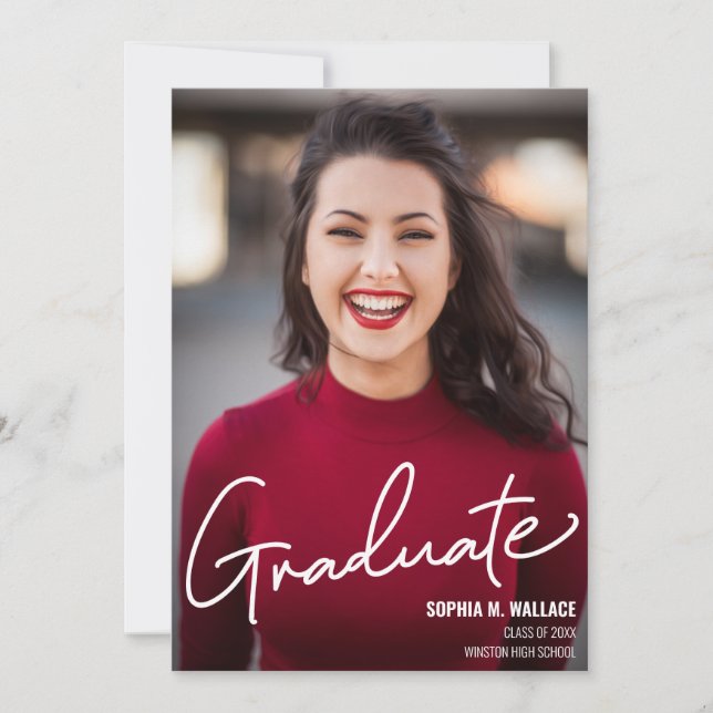 Invitation Classe de 2024 Script Custom Graduate Photo (Devant)