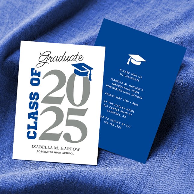 Invitation Classe de 2025 Bleu et Gris (Créateur téléchargé)