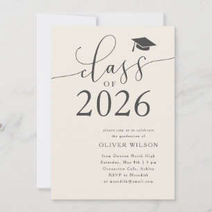 Invitation Classe de 2025 Cream Graduation Party