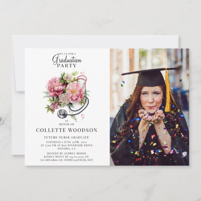 Invitation Classe De 2025 Futur Infirmière Graduation Photo P (Devant)