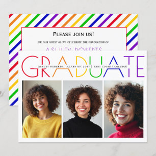 Invitation Classe de 2025 Graduate rainbow photo collage