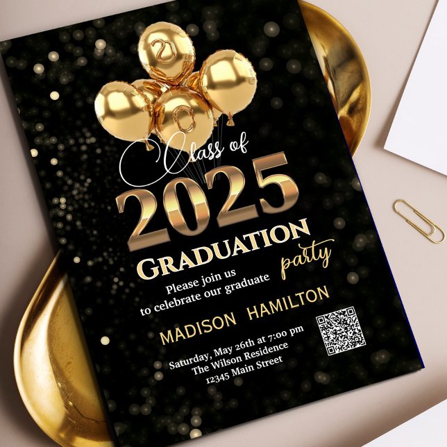 Invitation Classe de 2025 Graduation Party (✨🎓 The tassel was worth the hassle! 🎓✨#GraduationParty #ClassOf2025 #GradInvites #GoldAndBlack )