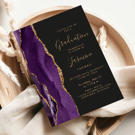 Invitation Classe de 2025 Purple Gold Agate Dark Graduation