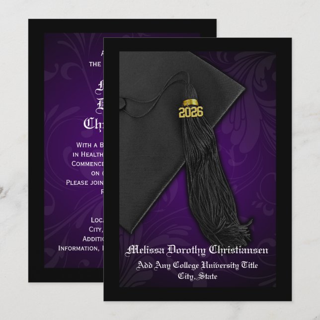 Invitation Classe de 2025 Purple Tassel Graduation (Devant / Derrière)