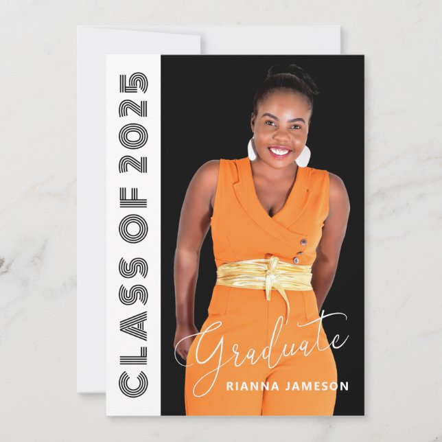 Invitation Classe De 2025 Retro Glam Photo Graduation Party (Devant)