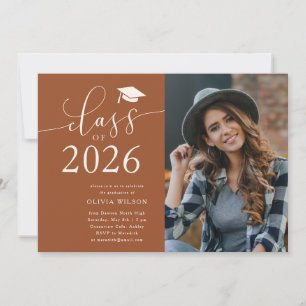 Invitation Classe de 2025 Terracotta Graduation Party Photo
