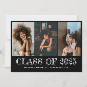 Invitation Classe de 2025 Typographie Graduate Photo Noir