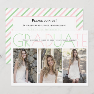 Invitation Classe de 2025 vert menthe, photo de graduation bl