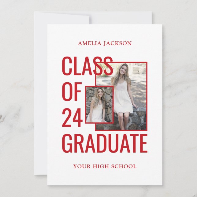 Invitation Classe De 25 Photos Red & White Open House (Devant)