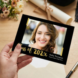 Invitation Classe de Black Gold Photo Graduation Party 2023