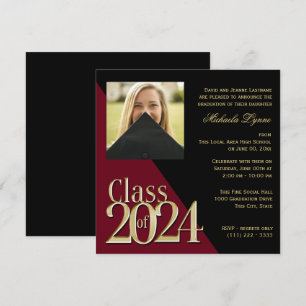 Invitation Classe de Bourgogne Gold Grad 2024 avec photo