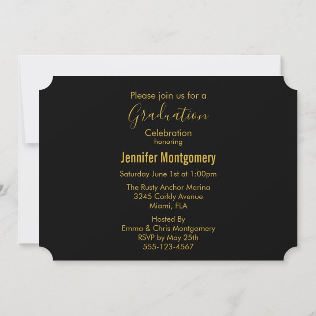 Invitation Classe de Casquette de 2e année noire du 20xx Grad (Dos)