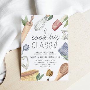 Invitation Classe de Cuisine d'aquarelle