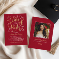 Classe de fête riche rouge or photo diplômé 2026