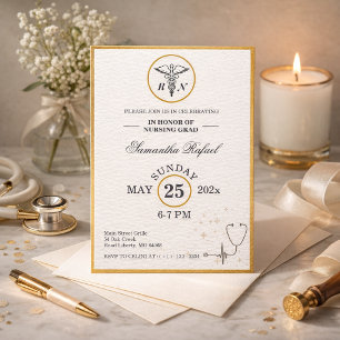 Invitation Classe de fin d'études d'infirmière formelle en or