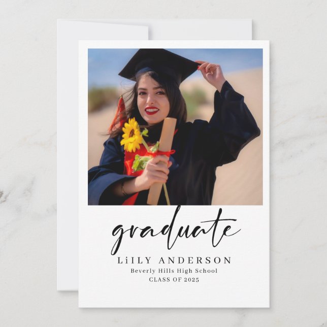 Invitation Classe de Graduation Photo Moderne de 2025 (Devant)
