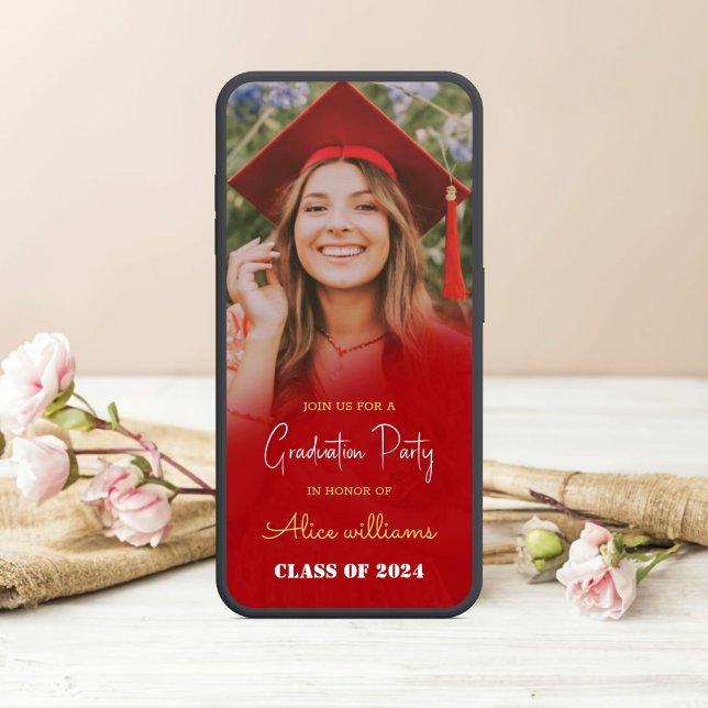 Invitation Classe De Graduation Red Boho De 2024 (Graduation Vibes: Boho Style for 2024)