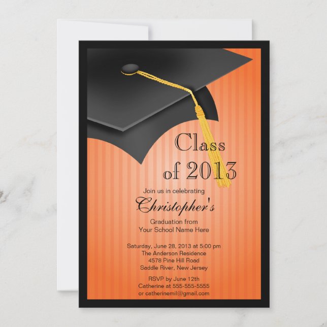 Invitation Classe de la Black Grad Casquette Grad Party 2013 (Devant)