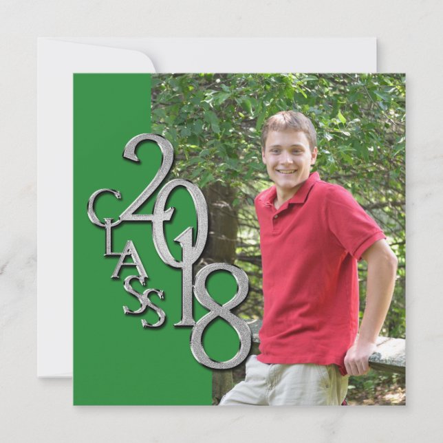 Invitation Classe de la photo de fin d'études 2018 en vert (Devant)