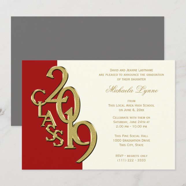 Invitation Classe de l'ivoire rouge or 2019 (Devant / Derrière)