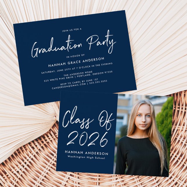 Invitation Classe de marine de script moderne de 2025 Graduat (Créateur téléchargé)