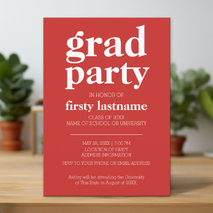 Invitation Classe de n'importe quelle année motif rouge de la