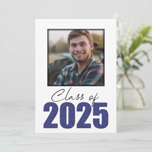 Invitation Classe de Parties scintillant bleu marine de 2025  (Debout devant)
