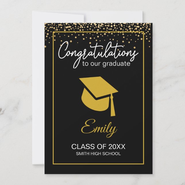 Invitation Classe de Parties scintillant d'or noir de 2021 Fa (Devant)