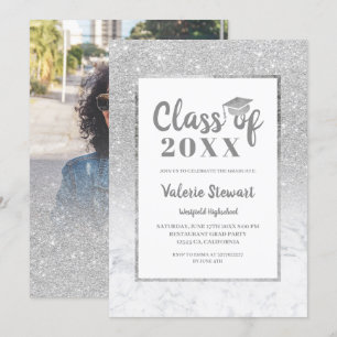 Invitation Classe de parties scintillant en marbre d'argent p